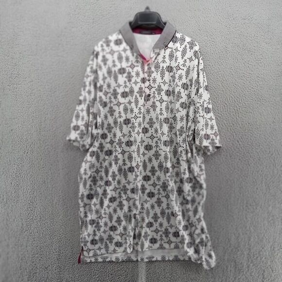 Greyson Shirt Mens‎ XXL Black White Geometric Spirit World Polo Knit Collar - Picture 1 of 9
